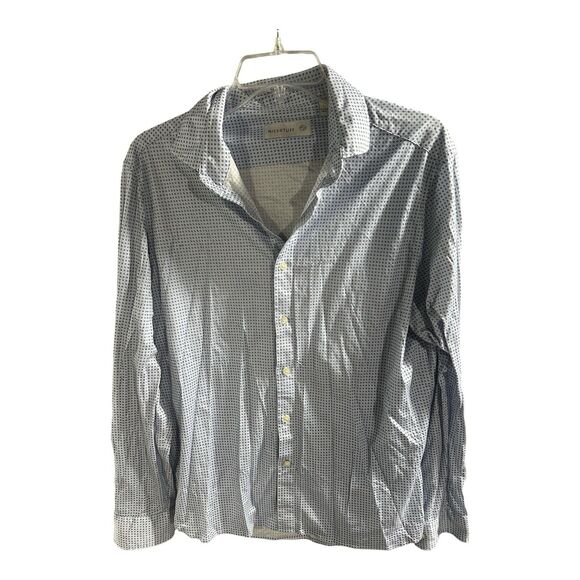 Men's Nicestuff Sz L Buttondown Shirt Tennis‎ Racket Pattern Blue LS 100% Cotton - Picture 1 of 7